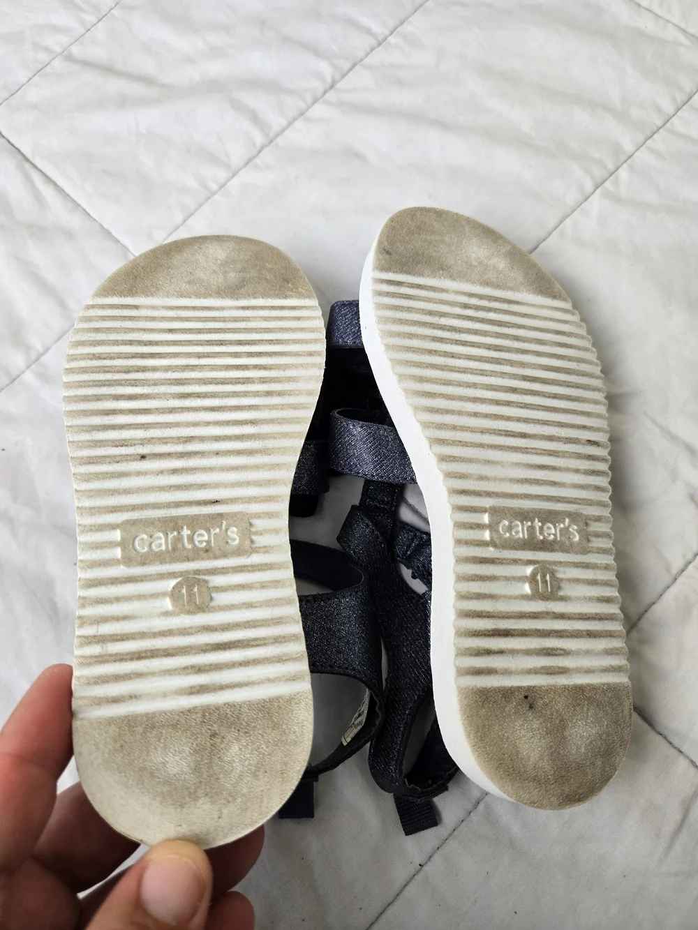 Carter's Navy Glitter Bow Nadia Sandals Girls 11 Toddler